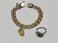 1/20th KtG Bracelet & 925 Ring Missing Stone