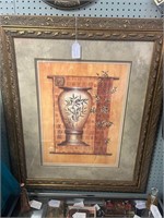 Picture Print of Vase Ornate Gold Frame 39” x 33”