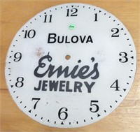 Glass Bulova Ernie's Jewelry clock cover