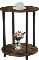 Vanrohe Small Round End Table, 2 Tier Rustic Brow