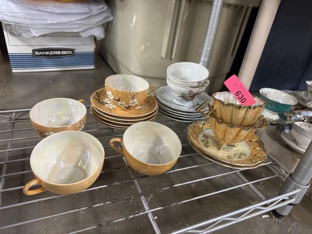 LOT OF VTG JAPANESE LUSTER CUPS & SAUCERS