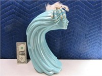 16" Turquoise Pottery SouthWest Head Figurine