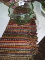 Glass bowl and table runner