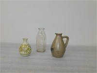 Syurp Pitcher, Milk Bottle, And Small Planter