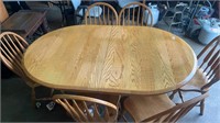Amish Made Solid Oak Table w 6 chairs and 2 leafs