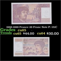 1980-1999 France 20 Franc Note P: 151C Grades Gem