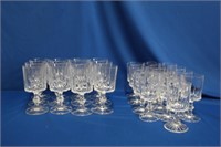 Crystal  wine glasses, Twelve 6" and thirteen