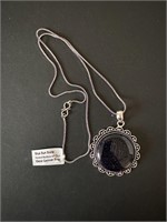 Blue Sun Stone Pendant Necklace in German Silver