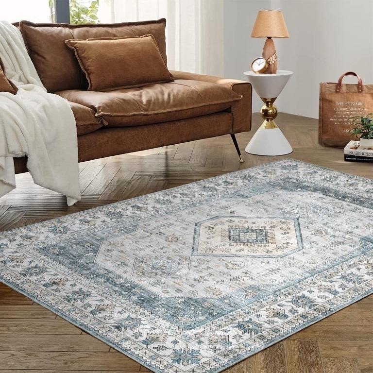 ROYHOME Living Room Area Rug 5x7 Stain Resistant