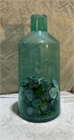 Large Grren Glass Bottle / Vase
