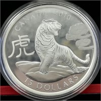 2010 CANADIAN $15 SILVER COIN YEAR OF THE TIGER