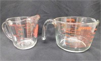 2 glass measuring cups: Pyrex 4 cup & Oven Basics