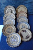 Ten Antique Blue and White Plates