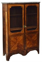 FRENCH LOUIS XV ROSEWOOD MARBLE VITRINE, 19TH C.