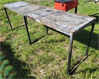 Metal Base Stand w/ Wood Top