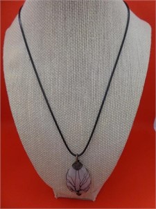 Polished Stone Pendant On 18" Rope Chain