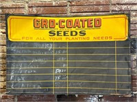 Vintage Gro-Coated Seeds Chalkboard Metal Sign