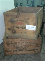 2 wooden explosives boxes