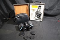 Tasco 7x35 binoculars & Tasco microscope set