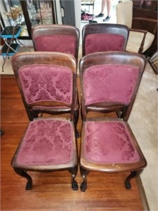 Pair of four antique red upholstered chairs