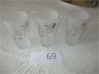 three Satin Glass glasses-Herge/Moulins Art