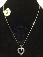 10K GOLD NECKLACE W/DIAMOND HEART PENDANT