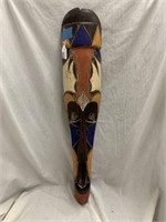 VINTAGE CARVED AFRICAN MASK 32 INCH