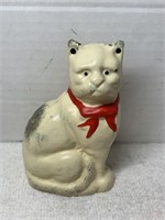 VINTAGE CAT CAST IRON PENNY BANK  4in TALL