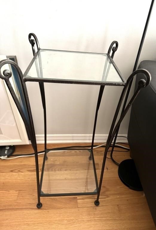 Wrought Iron Glass Top Side Table (2of2)