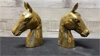 Pair Of Large Solid Brass Horse Head Bookends 9" X