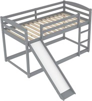 Twin Over Twin Bunk Bed with Convertible Slide