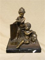 Bronze Statue on Marble Base, Signed.