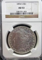 1894-S SILVER MORGAN DOLLAR NGC AU53