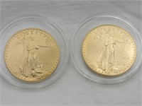 2 each 1999 $50 Gold Eagle 1 oz coins