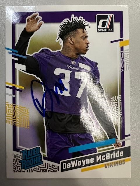 Vikings DeWayne McBride Signed Card with COA