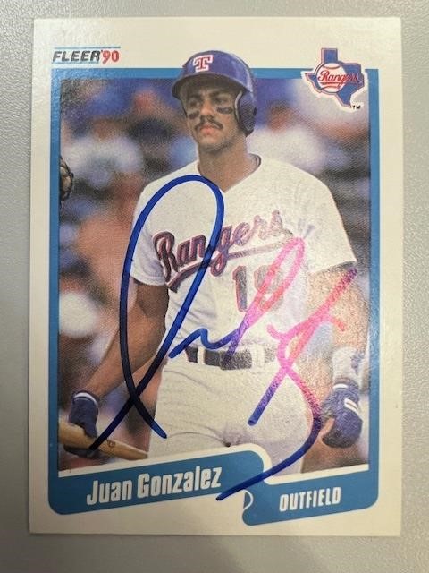 Rangers Juan Gonzalez Signed Card with COA
