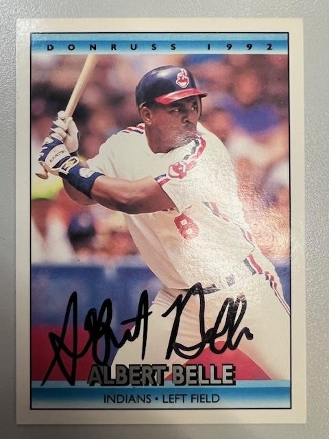 Indians Albert Belle Signed Card with COA