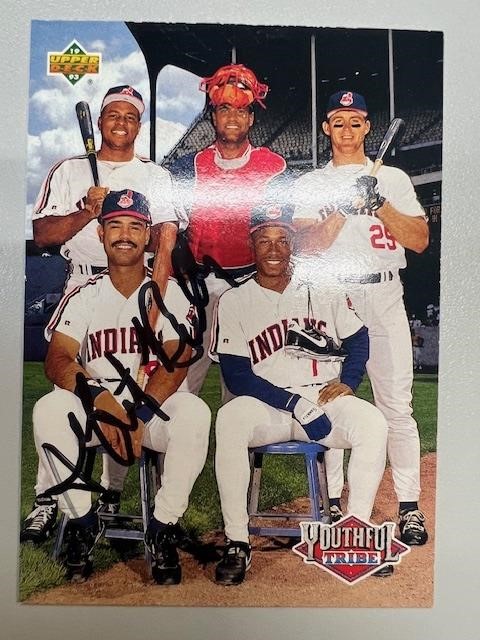 Indians Albert Belle Signed Card with COA