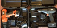 2- Black & Decker drills w chargers in cases