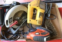 box: skil saw, sander, dewalt jig saw