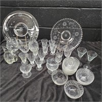 Etched glassware, variety of patterns - H