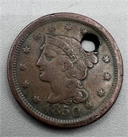 1850 Large Cent w/ Hole