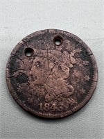 1843 Large Cent w/ Holes
