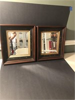 Pair of Beveled deep framed wall mirrors - Decor