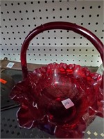 Ruby glass basket