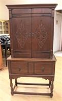 1920's oak blind door linen cabinet