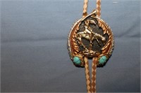 BOLO TIE  END OF THE TRAIL W/TURQUOISE