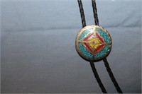 BOLO TIE W/TURQUOISE INLAY