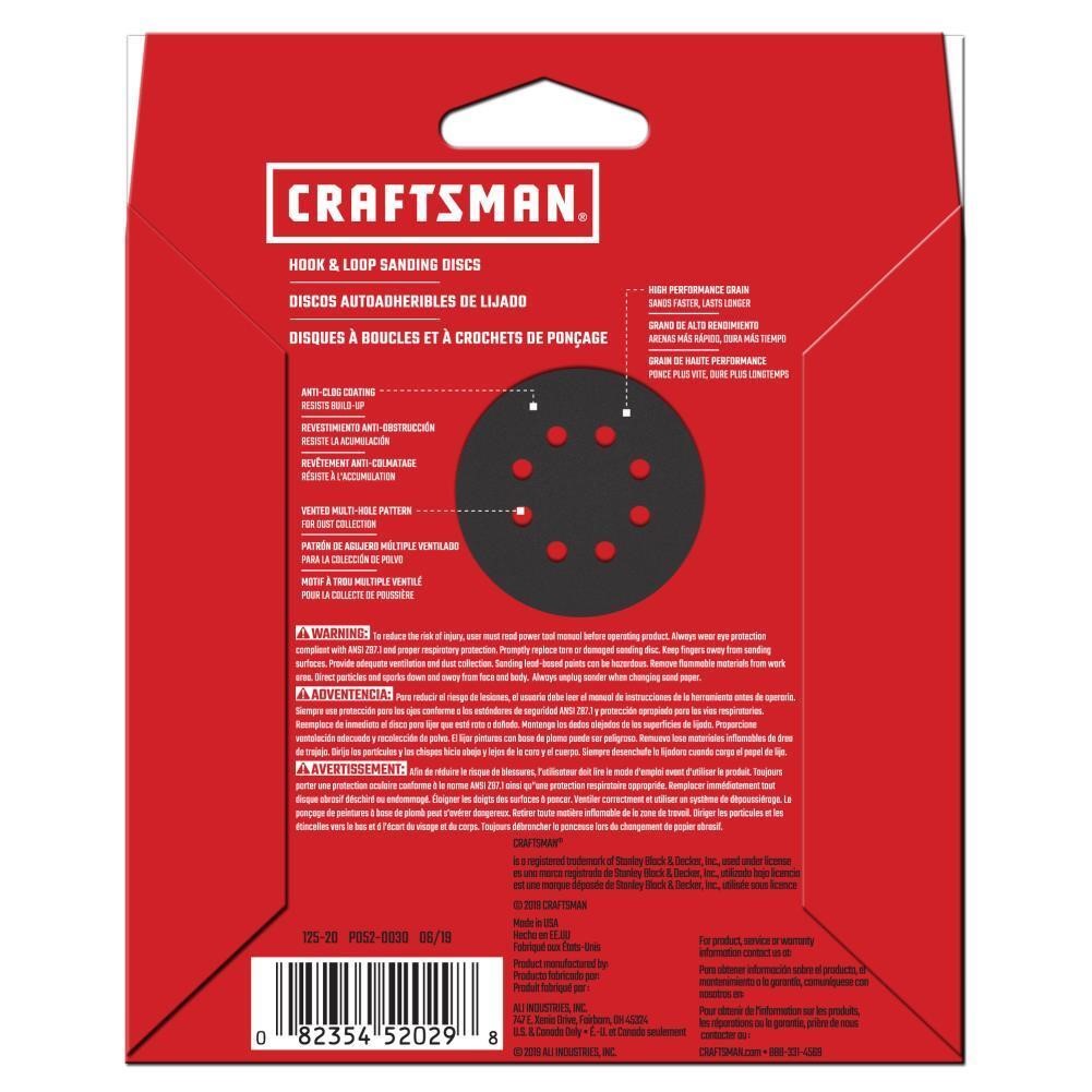 $10  CRAFTSMAN 5 In 8H H/L Cer Disc 120 Grt 10pk