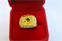 Gold Plated CZ Masonic Ring Size 10